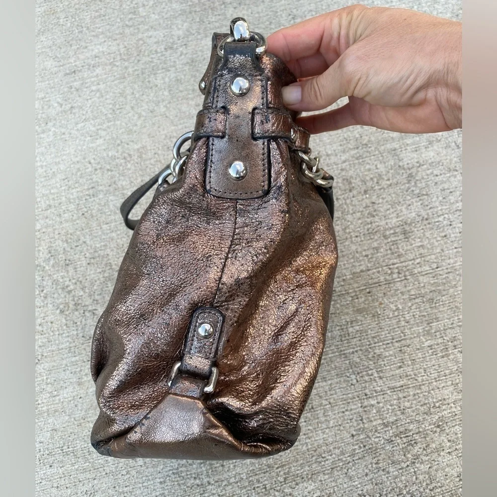 COACH Bronze Metallic Leather Shoulder Bag